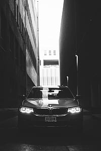 grayscale photography of BMW car thumbnail