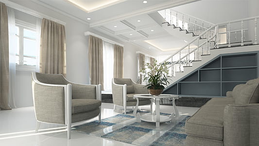 3-piece sofa set in house with brown curtains thumbnail