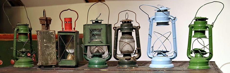 seven assorted-color lantern lamps on table thumbnail