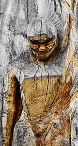 brown and gray woodcraft human designed wood decor thumbnail