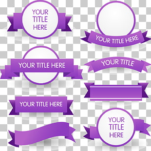 Purple ribbon Euclidean , 8 purple ribbon banner material, header illustration lot collage PNG clipart