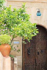 closed brown wooden door thumbnail