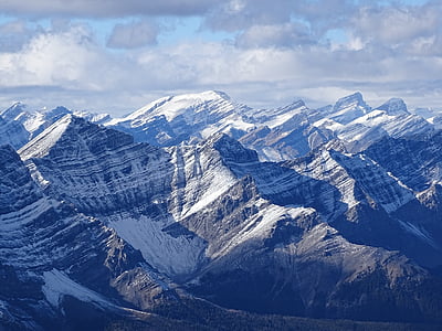 snow capped mountain range under the cloudy skies thumbnail