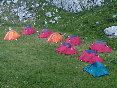 assorted-color dome tents on green grass field thumbnail
