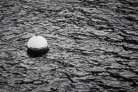 graysacale floater on water at daytime thumbnail