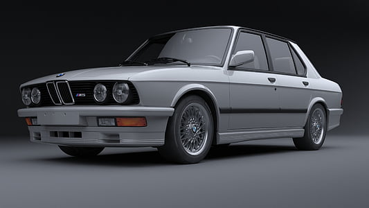white BMW sedan illustration thumbnail