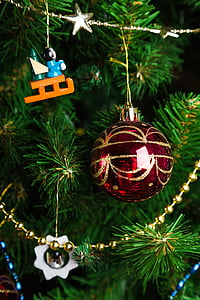 close-up photo of red bauble in Christmas tree thumbnail