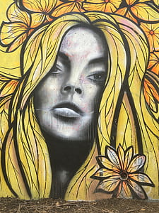 woman with yellow hair portrait mural thumbnail