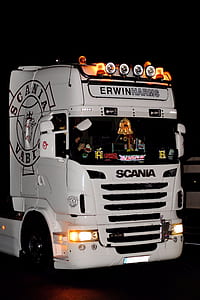white Scania trailer truck thumbnail