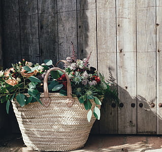 green and white Christmas decor on basket thumbnail