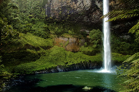 waterfalls beside green trees thumbnail