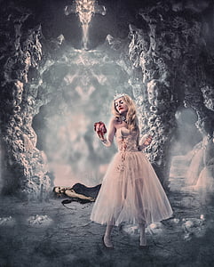 woman in white dress holding human heart thumbnail