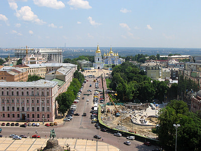 View from bell tower Cityscape in Kiev, Ukraine thumbnail