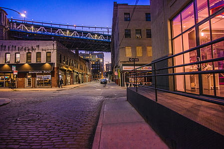 buildings with lights at night thumbnail