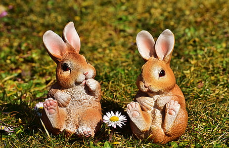 two squirrel figurines on grass field thumbnail