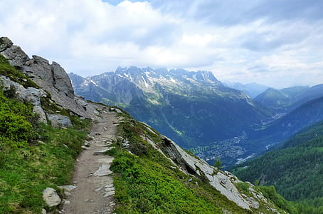 high-angle photography of brown and green mountain thumbnail