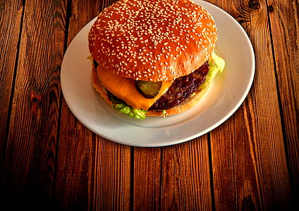 cheeseburger on white plate thumbnail