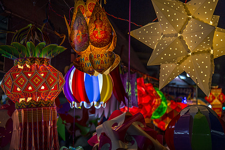 four assorted-color lighted pinatas thumbnail
