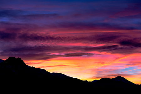 silhouette of mountains during sunset thumbnail