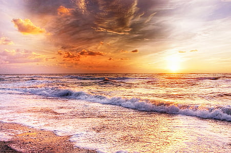 seawaves under dramatic clouds during sunset thumbnail