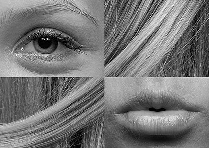 eye, lips, and hair collage thumbnail