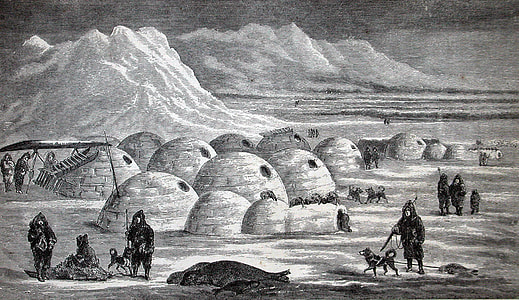 Inuit village near Frobisher Bay, 1865 in Nunavut, Canada thumbnail