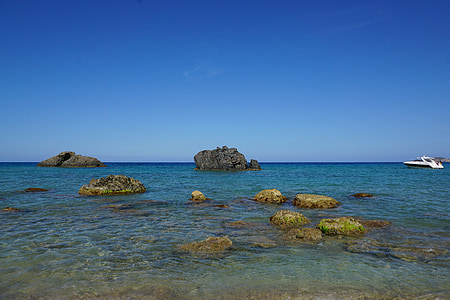 rock boulders in sea under blue sky during daytime thumbnail