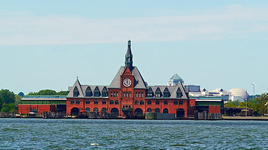 Central Railroad of New Jersey Terminal and New Jersey viewed across New York Harbor from Battery Park in Lower Manhattan, New York. thumbnail