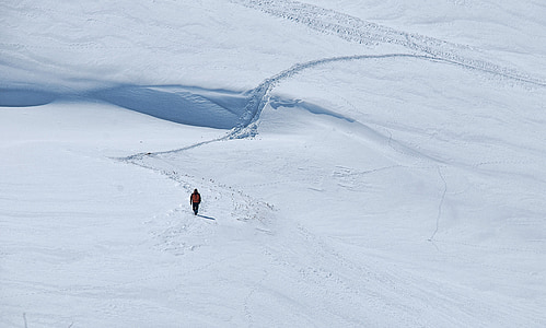 person walks on snow covered mountain thumbnail