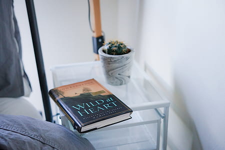 Wild at Heart novel book placed on clear glass-top end table thumbnail