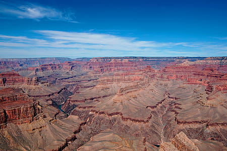 The ruggedness and deep hues of the Grand Canyon are displayed against a deep blue sky. This view is from the South Rim. thumbnail