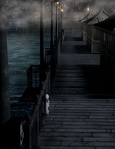 photo black wooden dock thumbnail