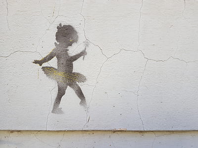 Tinkerbell art on white painted wall thumbnail