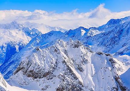 aerial view of snow-covered mountain thumbnail