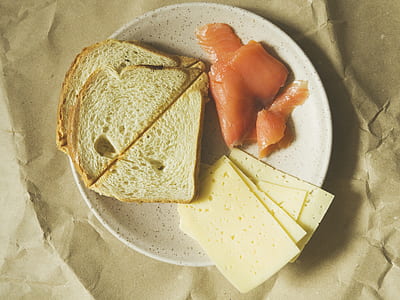 Bread, Cheese, And Raw Meat On Plate thumbnail