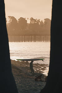 person carrying surfboard towards seashore thumbnail