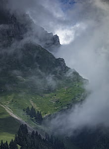 mountain with fogs aerial photography thumbnail
