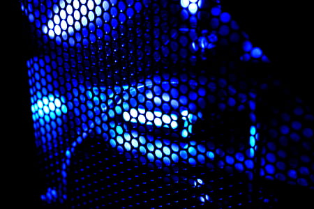 black computer tower with blue LED lights turned-on thumbnail