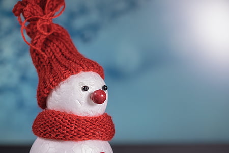 snowman wearing red knit cap and scarp illustration thumbnail