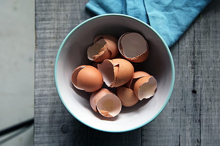 egg shells in ceramic bowl thumbnail