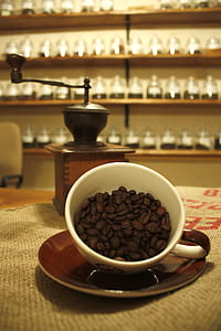 cup of coffee beans on top of brown saucer thumbnail