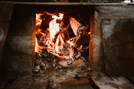 red fire on wood burner thumbnail