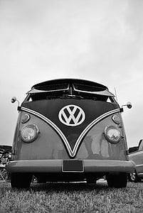 grayscale photography of Volkswagen bus thumbnail