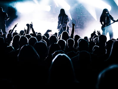 silhouette photo of two man playing guitars thumbnail