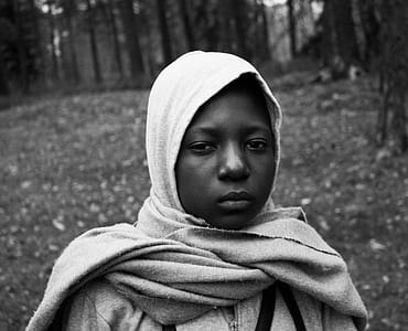 woman with hijab greyscale photography thumbnail