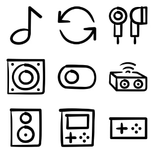 Doodle - Audio / Video / Game svg vector icon sets