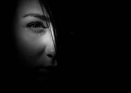 black-and-white, dark, girl, eye thumbnail