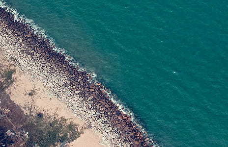 High Angle Shot Of Blue Water Sea thumbnail