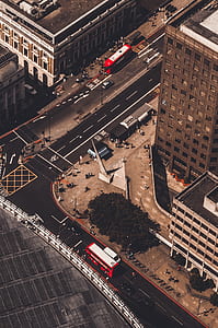 city and vehicles in aerial photography thumbnail