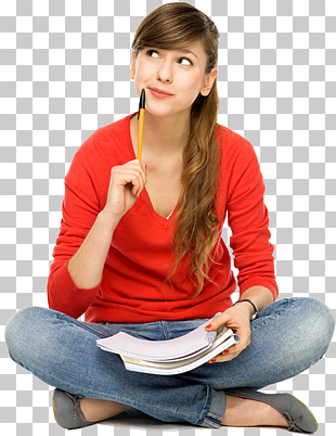 Student Joint Entrance Examination, main (JEE main) Thought Test School, Student , woman sitting while looking upward and holding pen PNG clipart